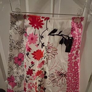 NWT Grace Elements Floral Skirt Flared Skirt w/Pink Scalloped Trim Size 4